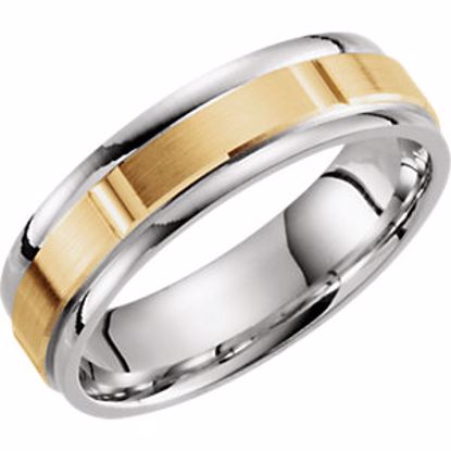 51264:110:P 14kt White & Yellow 6mm Grooved Band Size 10