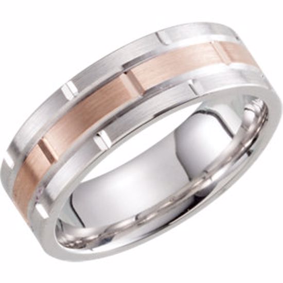51268:208:P 14kt Rose & 14kt White 7mm Grooved Band Size 8