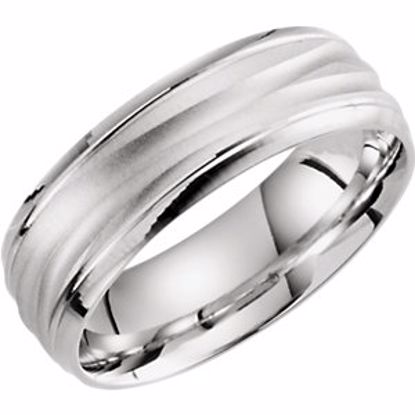 51273:110:P 14kt White 7mm Grooved Band Size 10