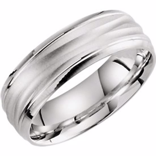 51273:110:P 14kt White 7mm Grooved Band Size 10