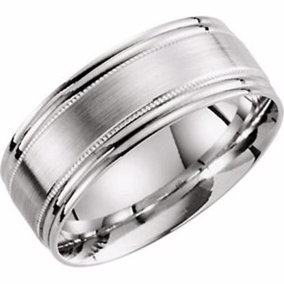 51291:1065:P 10kt White 8mm Lightweight Grooved Milgrain Band Size 6.5