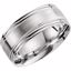 51291:107:P 10kt White 8mm Lightweight Grooved Milgrain Band Size 7