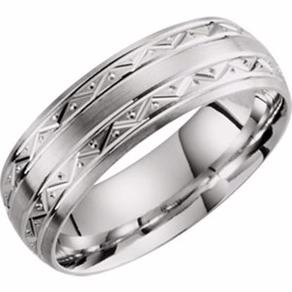 51272:110:P 14kt White 7mm Grooved Band Size 10