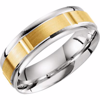 51288:1125:P 10kt Yellow & White 6.5mm Lightweight Grooved Band Size 12.5