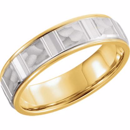 51265:1105:P 14kt Yellow/White 6mm Grooved Band 10.5 