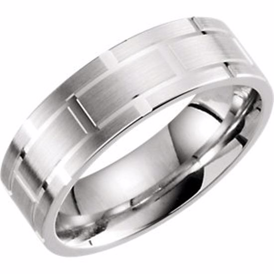 51268:113:P 14kt White 7mm Grooved Band Size 13