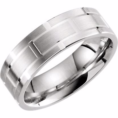 51268:1115:P 14kt White 7mm Grooved Band Size 11.5