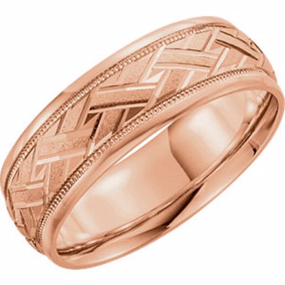 50679:60045:P 14kt Rose 7mm Comfort Fit Design Band Size 9