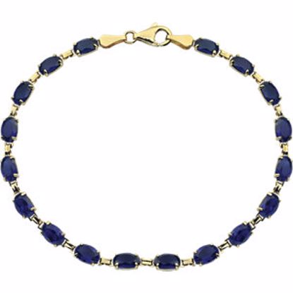 651539:100:P 14kt Yellow Created Blue Sapphire 7" Bracelet