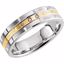 651398:107:P 14kt White & Yellow 6mm .03 CTW Diamond Grooved Band Size 7