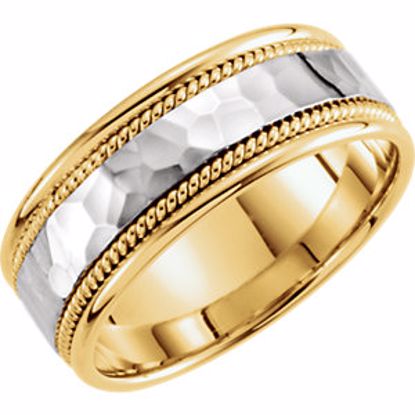 51296:2095:P 14kt Yellow & White 8mm Hammered Hand-Woven Band Size 9.5