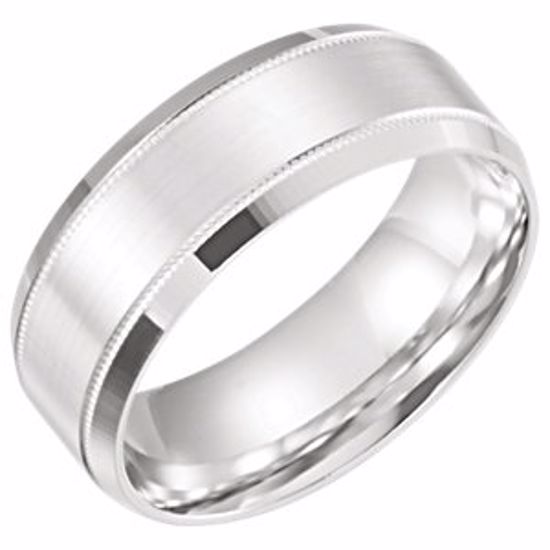 51287:2105:P 10kt White 8mm Lightweight Beveled Band Size 10.5