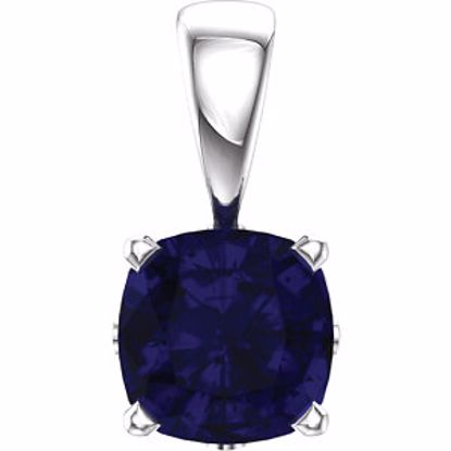 85860:104:P 14kt White Chatham® Created Blue Sapphire Pendant