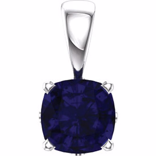 85860:104:P 14kt White Chatham® Created Blue Sapphire Pendant