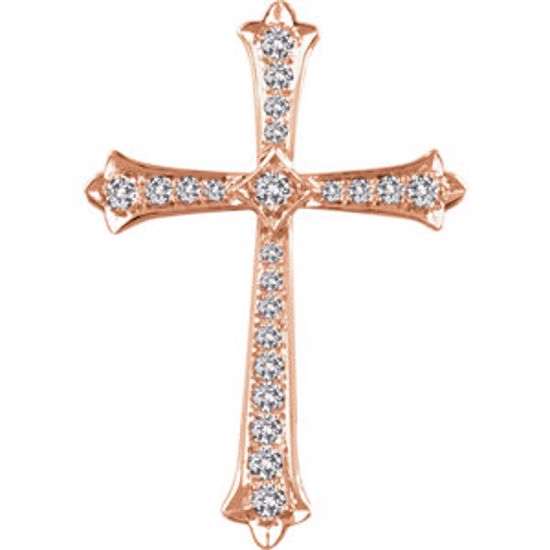 651390:114:P 14kt Rose 1 CTW Diamond Cross Pendant