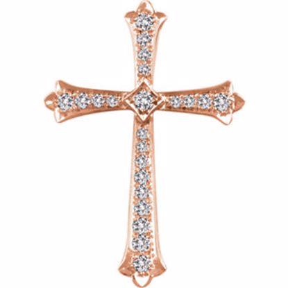 651390:111:P 14kt Rose 3/4 CTW Diamond Cross Pendant