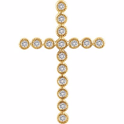 651393:100:P 14kt Yellow 1/4 CTW Diamond Cross Pendant