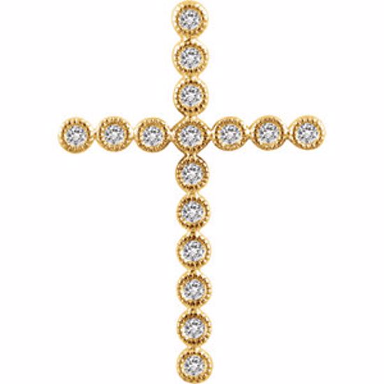651393:100:P 14kt Yellow 1/4 CTW Diamond Cross Pendant