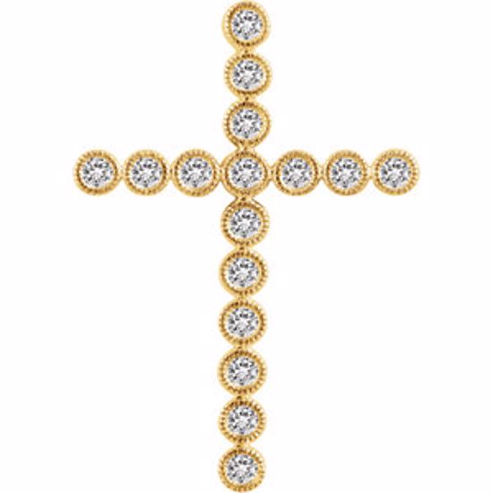 651393:109:P 14kt Yellow 3/4 CTW Diamond Cross Pendant