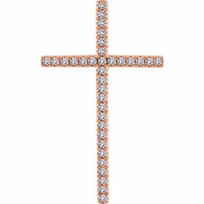 651394:114:P 14kt Rose 1 CTW Diamond Cross Pendant
