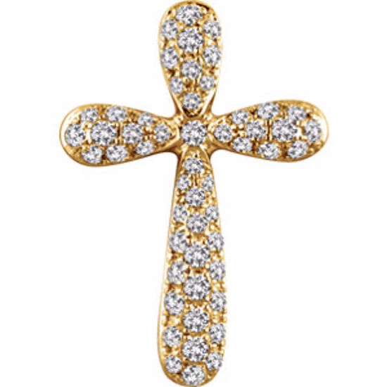 651395:100:P 14kt Yellow 1/4 CTW Diamond Cross Pendant