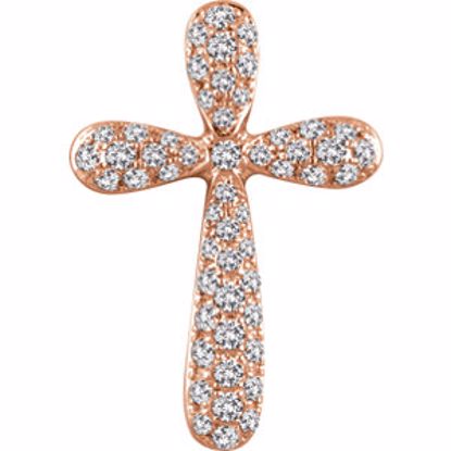 651395:102:P 14kt Rose 1/4 CTW Diamond Cross Pendant