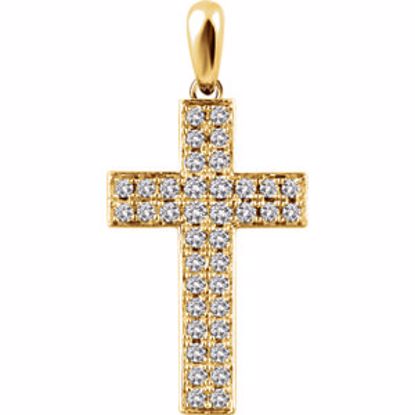 651396:100:P 14kt Yellow 1/4 CTW Diamond Cross Pendant