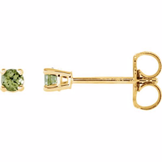 1874:70139:P 14kt Yellow 2.5mm Round Peridot Earrings