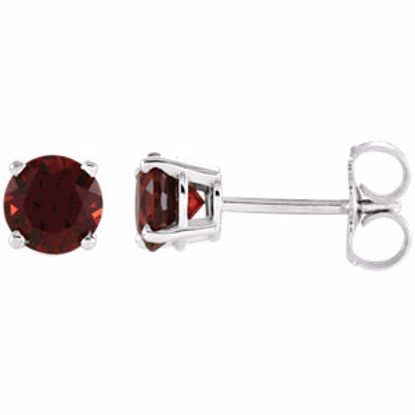 1874:70124:P 14kt White 5mm Round Mozambique Garnet Earrings