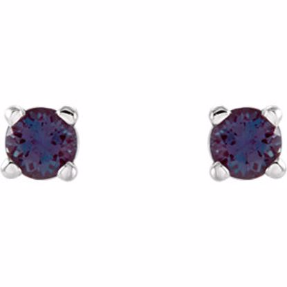 1874:70132:P 14kt White 2.5mm Round Chatham® Created Alexandrite Earrings