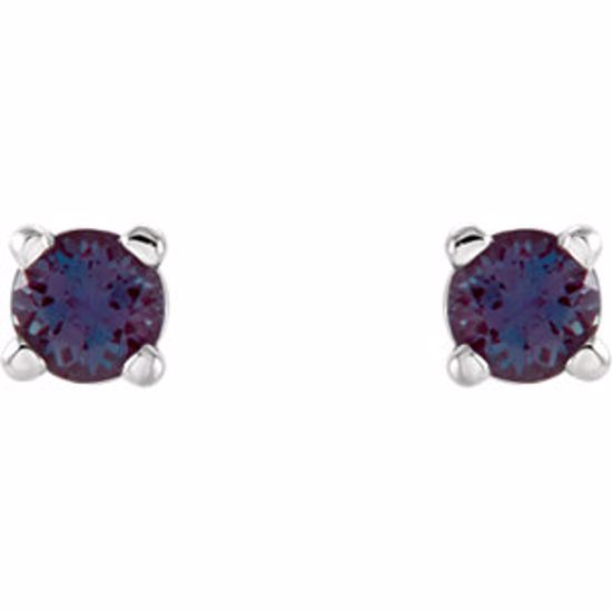 1874:70132:P 14kt White 2.5mm Round Chatham® Created Alexandrite Earrings