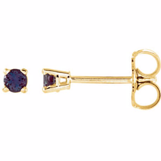 1874:70133:P 14kt Yellow 2.5mm Round Chatham® Created Alexandrite Earrings