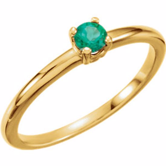 19399:108:P 14kt Yellow Chatham® Created Emerald "May" Birthstone Ring