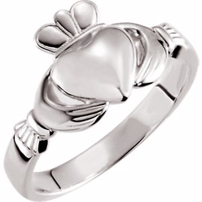 51320:104:P Platinum 7.5mm Claddagh Ring Size 7