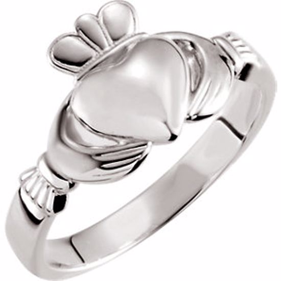 51320:104:P Platinum 7.5mm Claddagh Ring Size 7