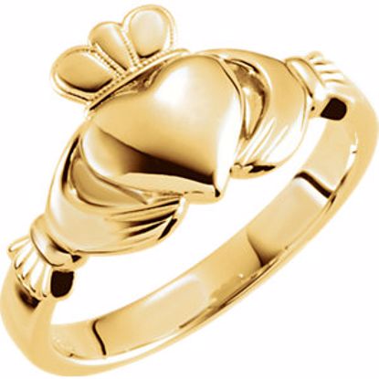 51320:107:P 14kt Yellow 8.5mm Claddagh Ring Size 7