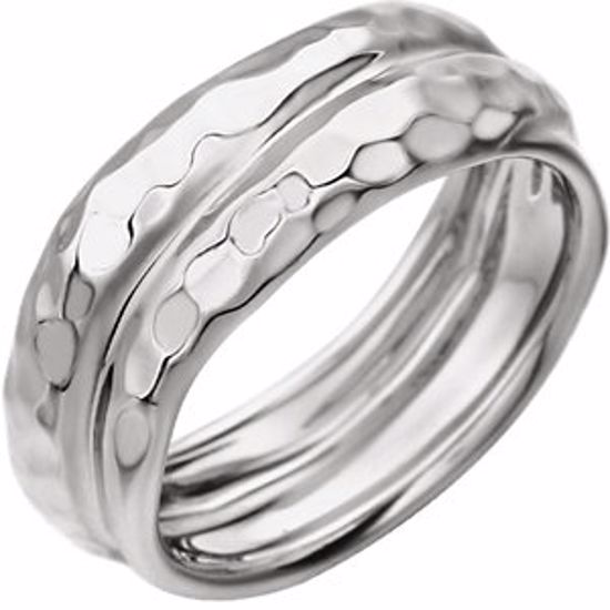51323:1001:P 14kt White Wrapped Hammered Ring
