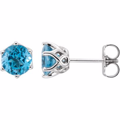 28808:70000:P 14kt White Swiss Blue Topaz Earrings