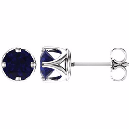 28810:70000:P 14kt White Chatham® Created Blue Sapphire Earrings