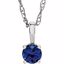 28393:70017:P 14kt White Chatham® Created Blue Sapphire "September" Birthstone 14" Necklace