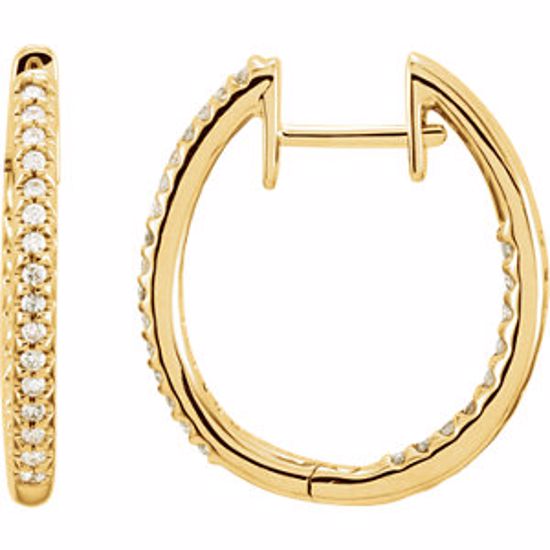 61378:60011:P 14kt Yellow 1/4 CTW Diamond Hinged Inside/Outside Hoop Earrings