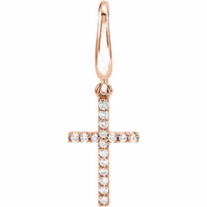 R45180:10003:P 14kt Rose .08 CTW Diamond Petite Cross Charm/Pendant