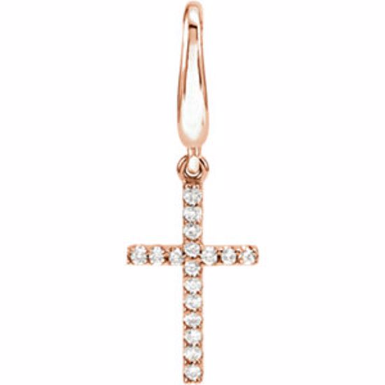 R45180:10003:P 14kt Rose .08 CTW Diamond Petite Cross Charm/Pendant
