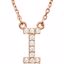 67311:160:P 14kt Rose Letter "I" 1/10 CTW Diamond 16" Necklace