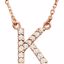67311:162:P 14kt Rose Letter "K" 1/8 CTW Diamond 16" Necklace
