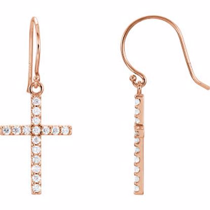 R17010:60002:P 14kt Rose 1/2 CTW Diamond Cross Earrings