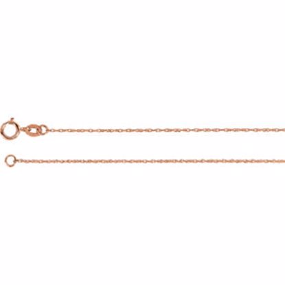 CH12:60028:P 14kt Rose 1mm Solid Rope 16" Carded Chain