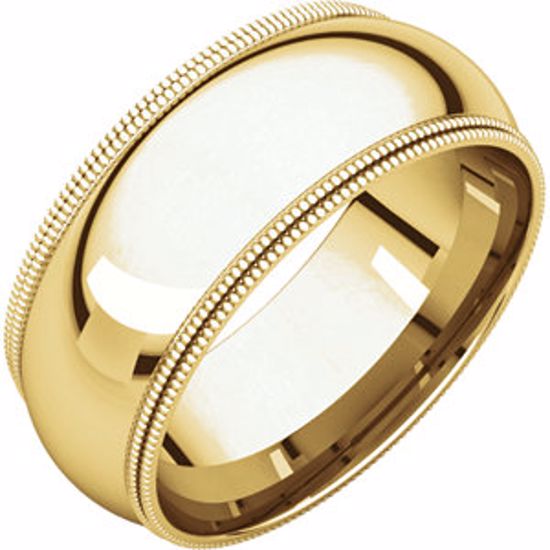 DMGR11:107:P 10kt Yellow 8mm Double Milgrain Comfort Fit Band
