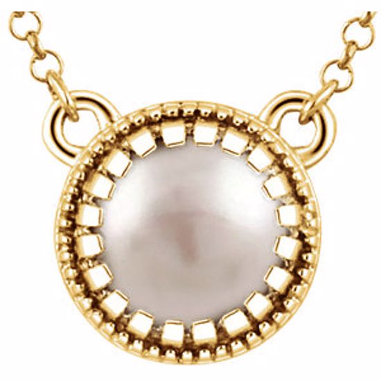 651611:111:P 14kt Yellow Freshwater Cultured Pearl "June" 18" Birthstone Necklace
