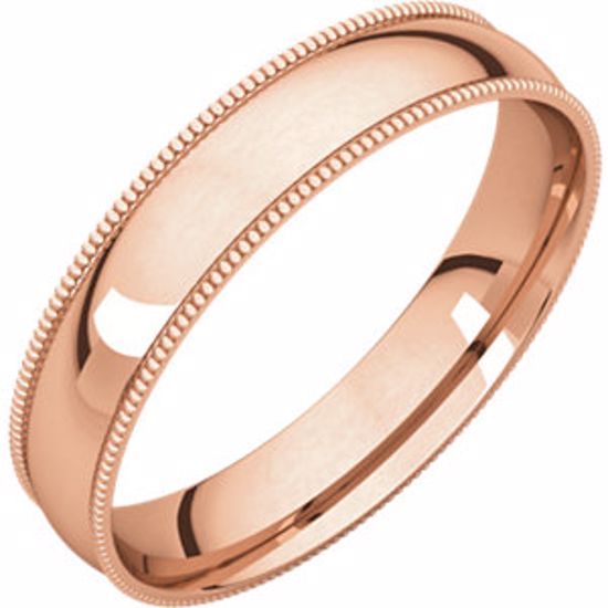 MGRL10:614:P 14kt Rose 4mm Light Comfort Fit Milgrain Band 